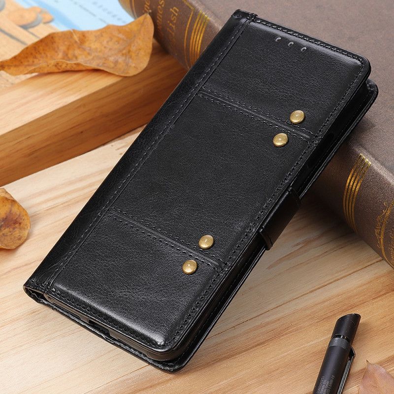 Cover Folio-hoesje Huawei Mate 40 Pro Rood Zwart Telefoonhoesje Antiek Leereffect Met Klinknagels