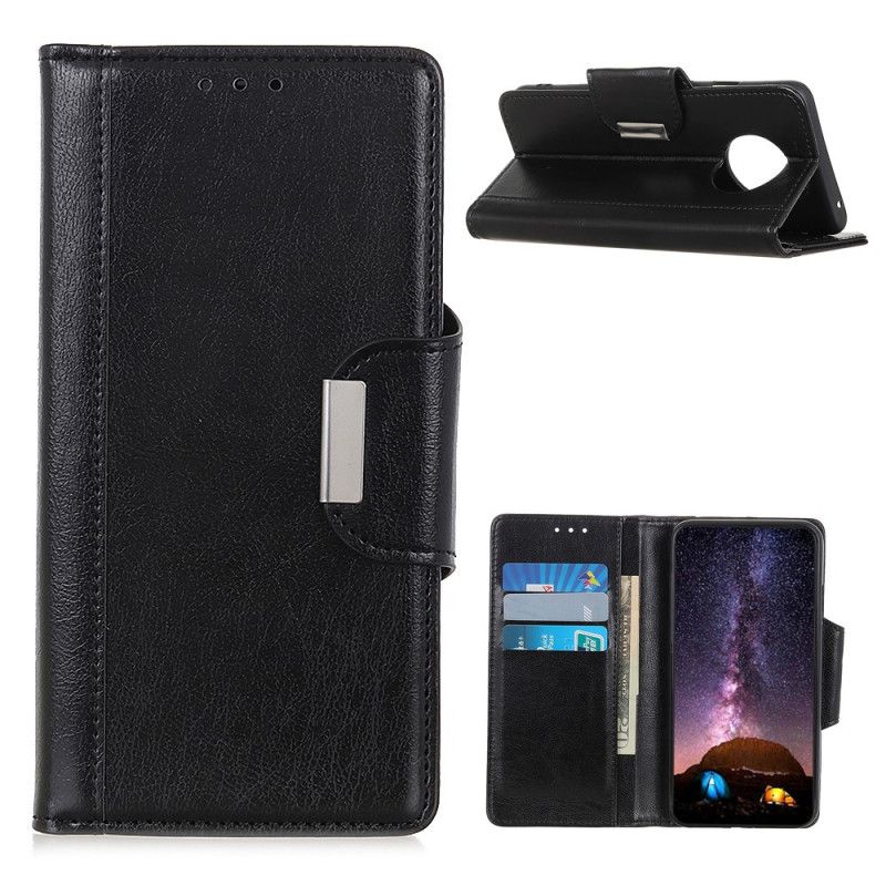 Cover Folio-hoesje Huawei Mate 40 Pro Wit Zwart Telefoonhoesje Matte Kunstlederen Zilveren Sluiting