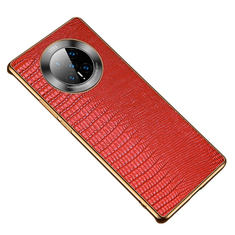 Cover Hoesje Huawei Mate 40 Pro Rood Zwart Telefoonhoesje Hagedisstructuur Van Echt Leer