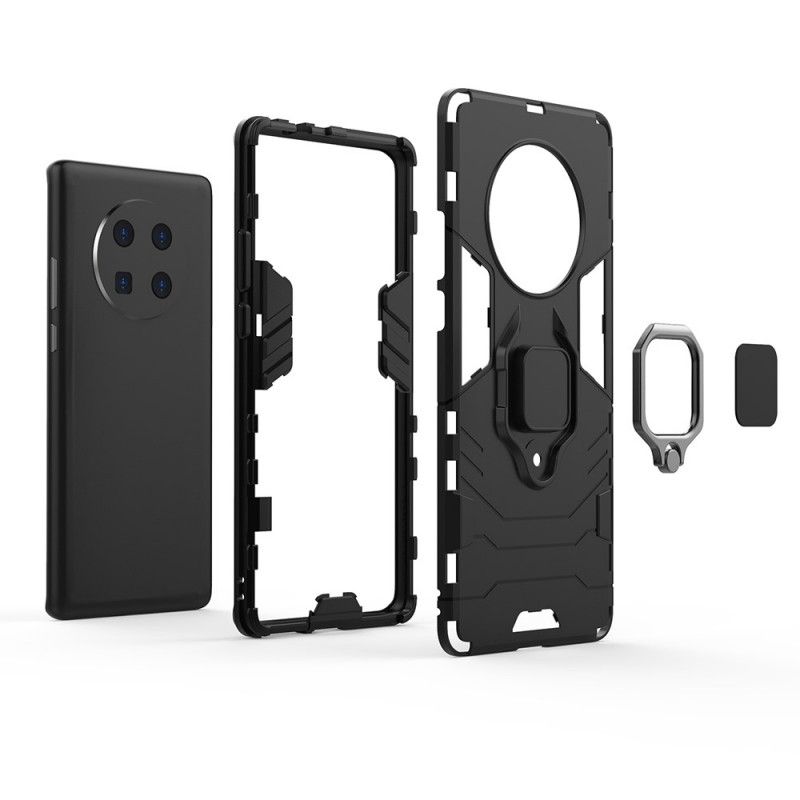 Cover Hoesje Huawei Mate 40 Pro Rood Zwart Telefoonhoesje Resistente Ring