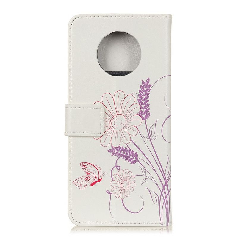 Leren Hoesje voor Huawei Mate 40 Pro Vlinders En Bloemen Tekenen