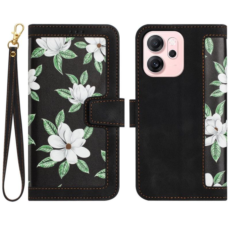 Bescherming Hoesje Oppo Reno 14 5g Bloemendesign Met Bandje