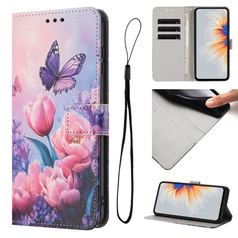 Flip Case Leren Oppo Reno 14 5g Bloemen