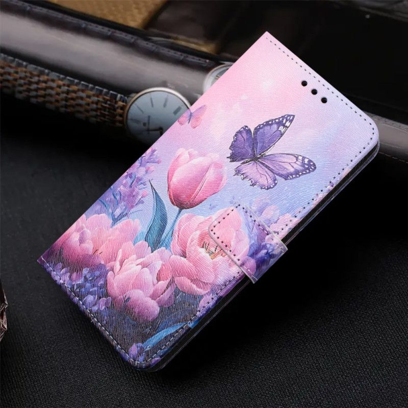 Flip Case Leren Oppo Reno 14 5g Bloemen