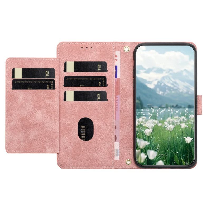 Flip Case Leren Oppo Reno 14 5g Suède-effect Met Bloemen