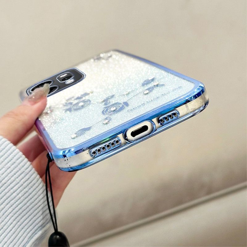 Hoesje Oppo Reno 14 5g Bloemen En Strass-steentjes Bescherming Hoesje