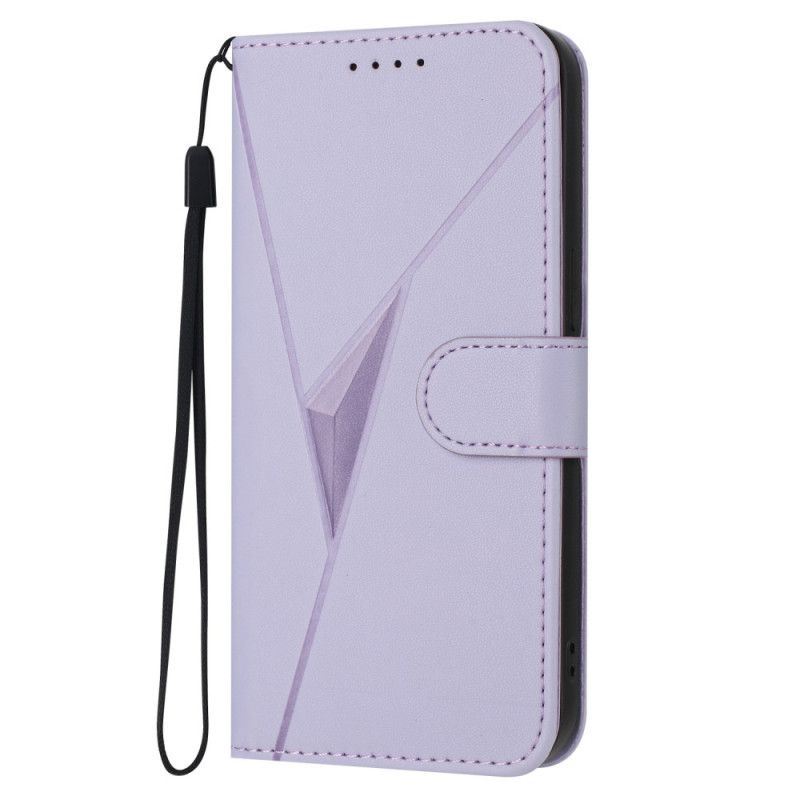 Leren Hoesje Oppo Reno 14 5g Driehoekspatroon Bescherming Hoesje