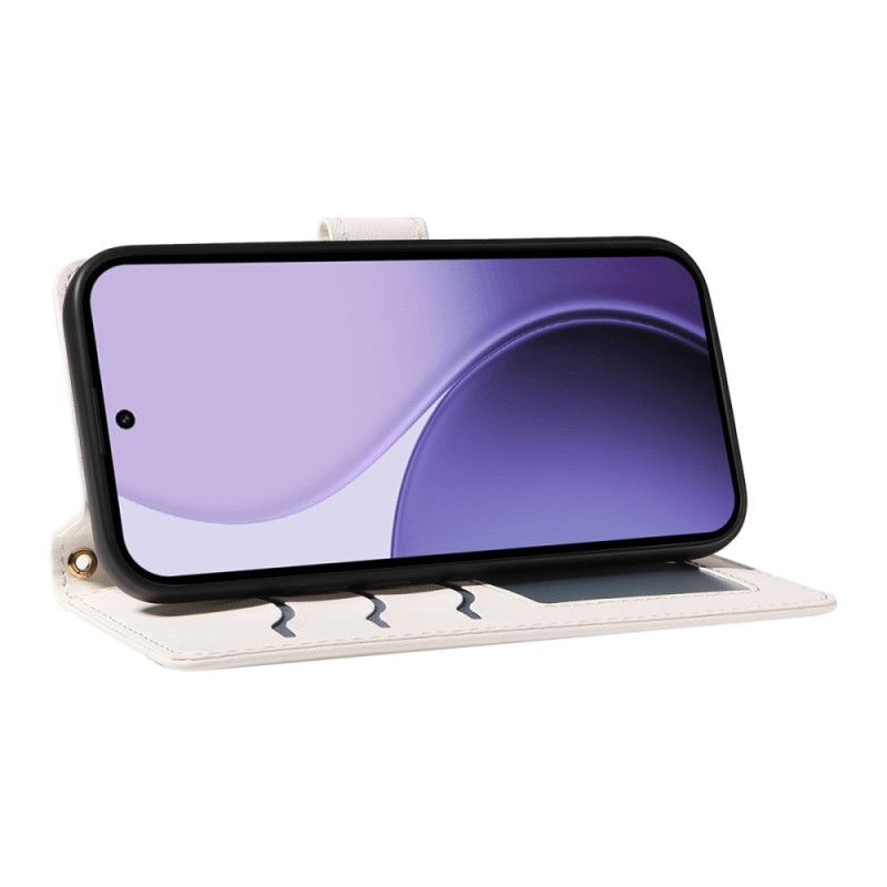 Leren Hoesje Oppo Reno 14 5g Gewatteerd Met Bandje En Schouderbandje Bescherming Hoesje