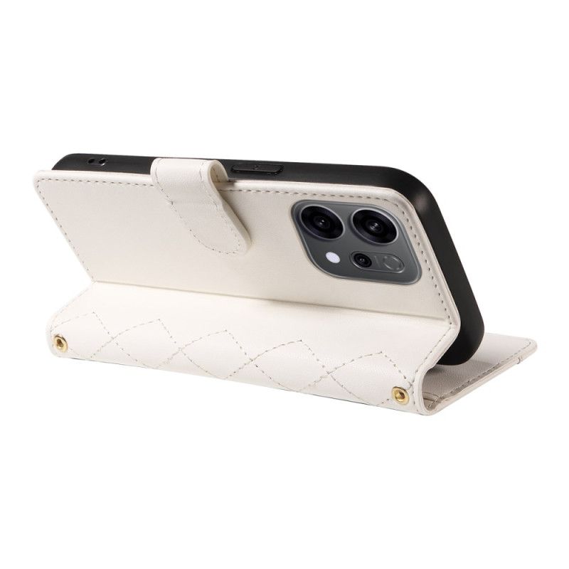 Leren Hoesje Oppo Reno 14 5g Gewatteerd Met Bandje En Schouderbandje Bescherming Hoesje