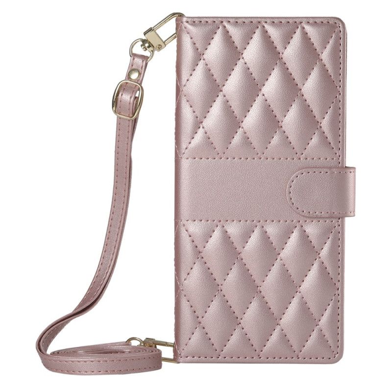 Leren Hoesje Oppo Reno 14 5g Gewatteerd Stijl Met Riem En Schouderriem Bescherming Hoesje