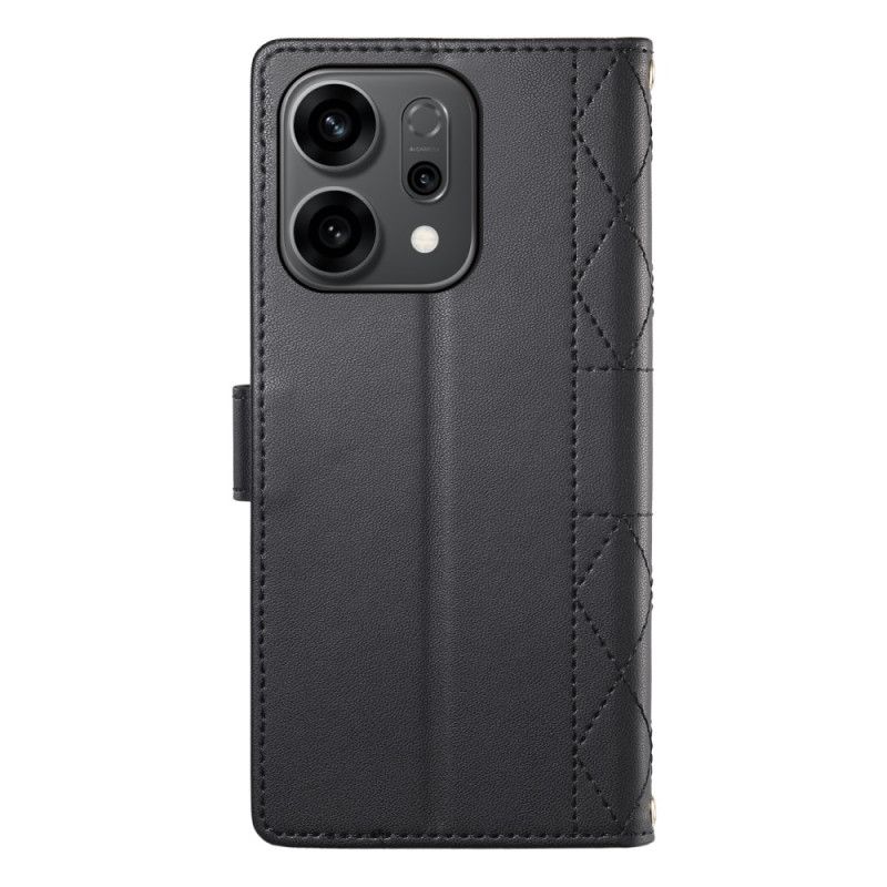 Leren Hoesje Oppo Reno 14 5g Gewatteerd Stijl Met Riem En Schouderriem Bescherming Hoesje