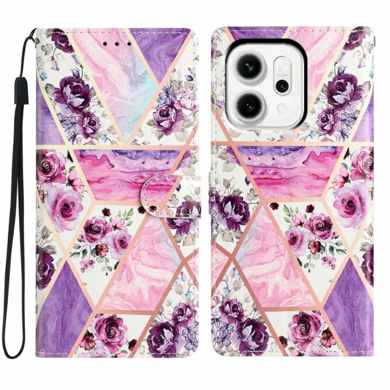 Leren Hoesje Oppo Reno 14 5g Paars Marmer Bescherming Hoesje