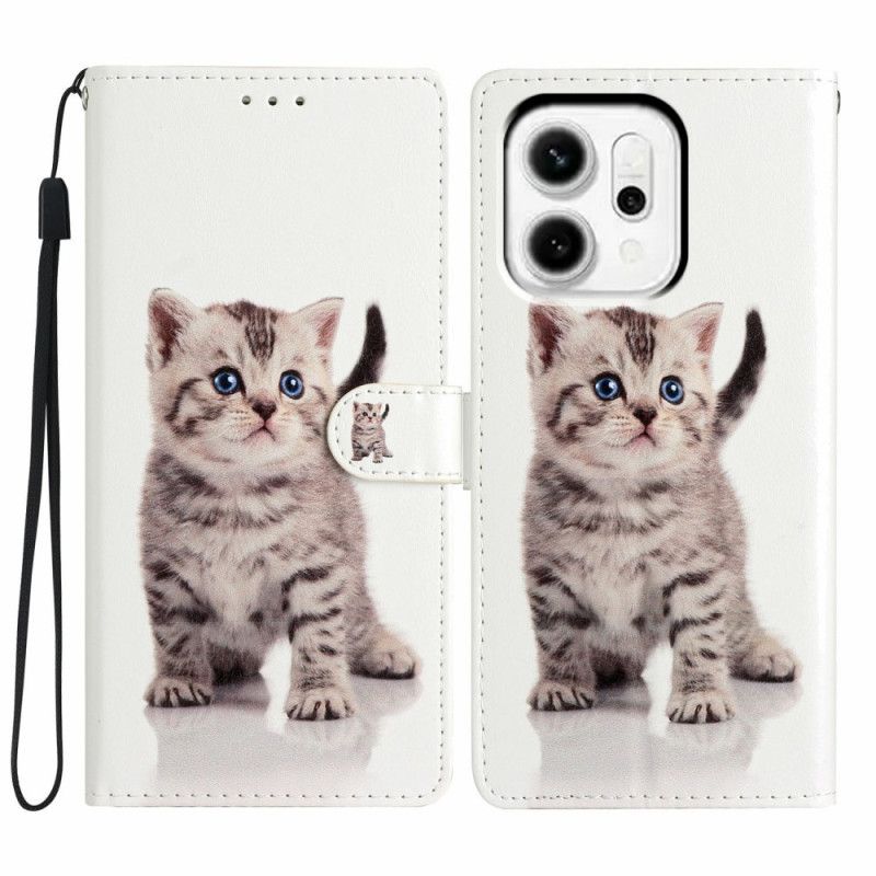 Leren Hoesje Oppo Reno 14 5g Schattige Kat Bescherming Hoesje