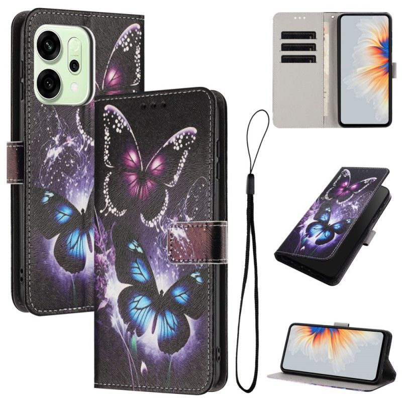 Leren Hoesje Oppo Reno 14 5g Vlinders Bescherming Hoesje