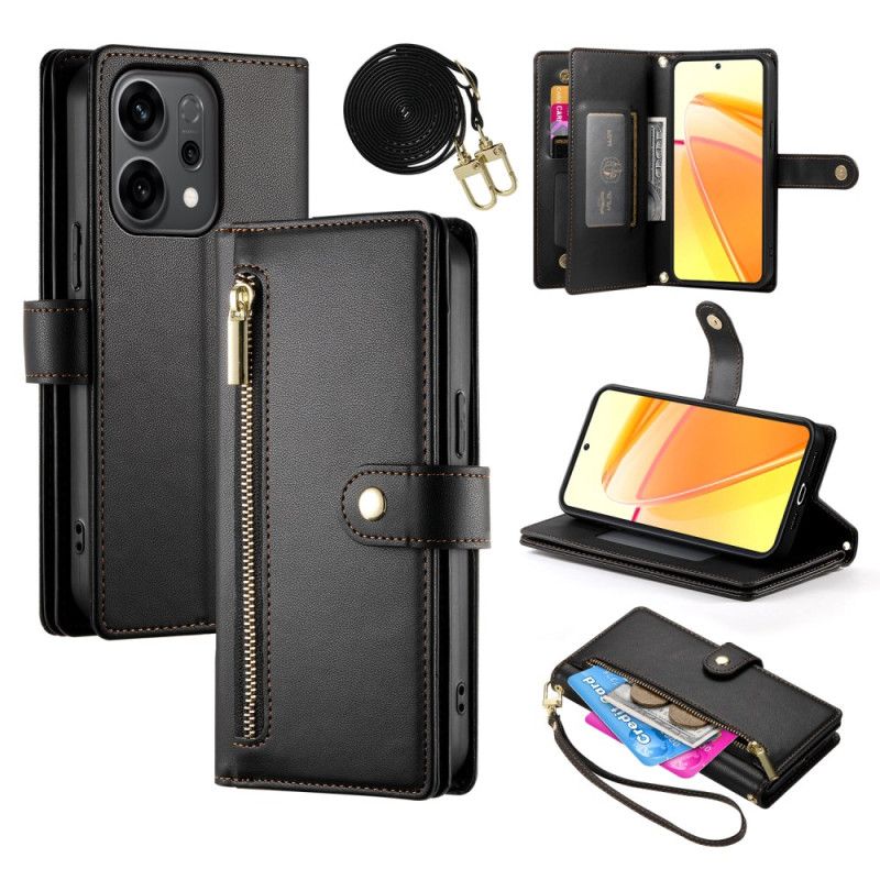 Leren Hoesje Oppo Reno 14 5g Zakje Met Rits En Riempjes