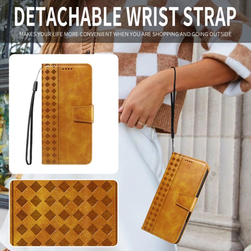 Leren Hoesje Voor Oppo Reno 14 5g Diamanten Rand