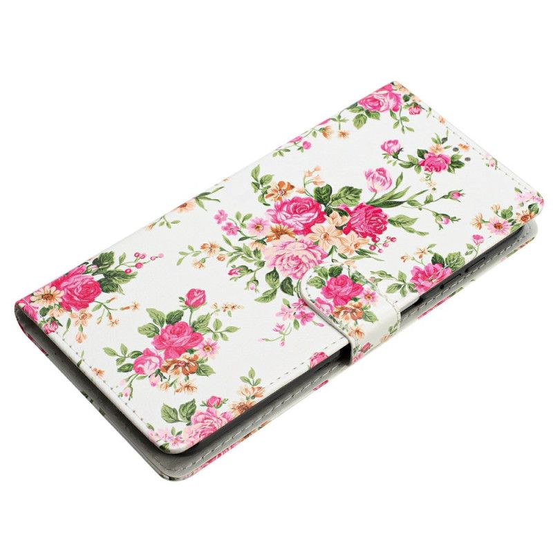 Leren Hoesje Voor Oppo Reno 14 5g Rode Bloemen