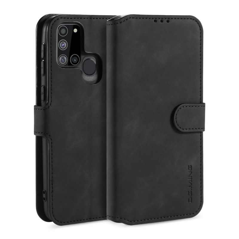 Bescherming Hoesje Samsung Galaxy A21s Grijs Zwart Retro Dg.Ming