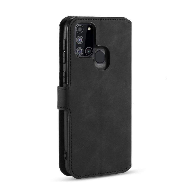 Bescherming Hoesje Samsung Galaxy A21s Grijs Zwart Retro Dg.Ming