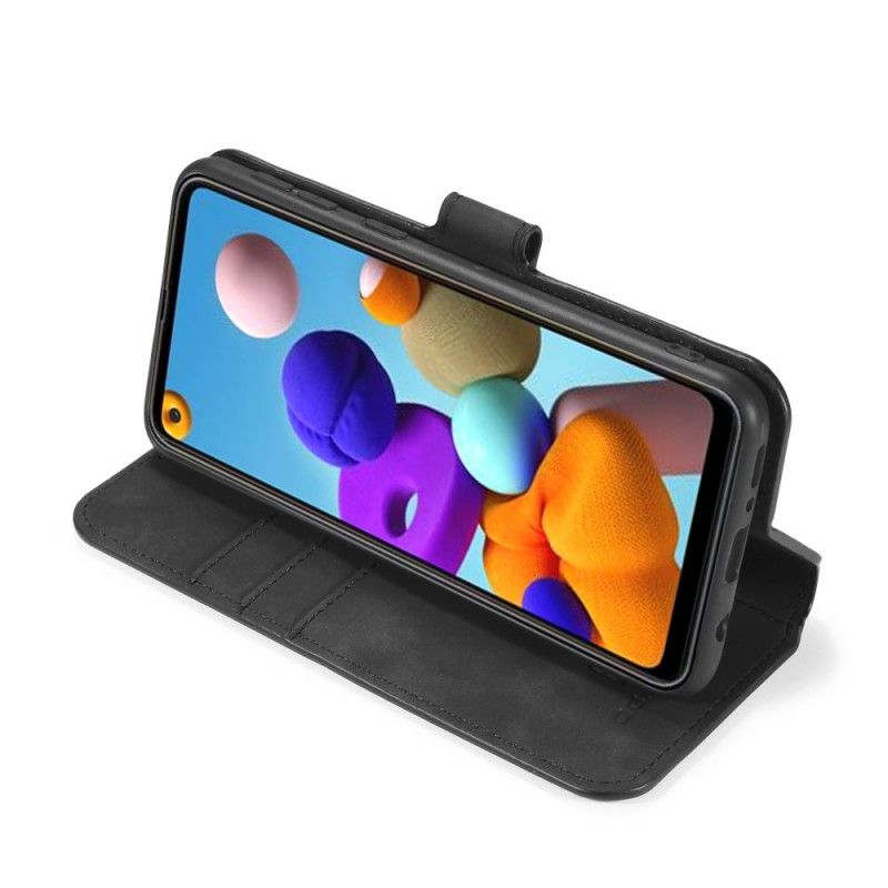 Bescherming Hoesje Samsung Galaxy A21s Grijs Zwart Retro Dg.Ming