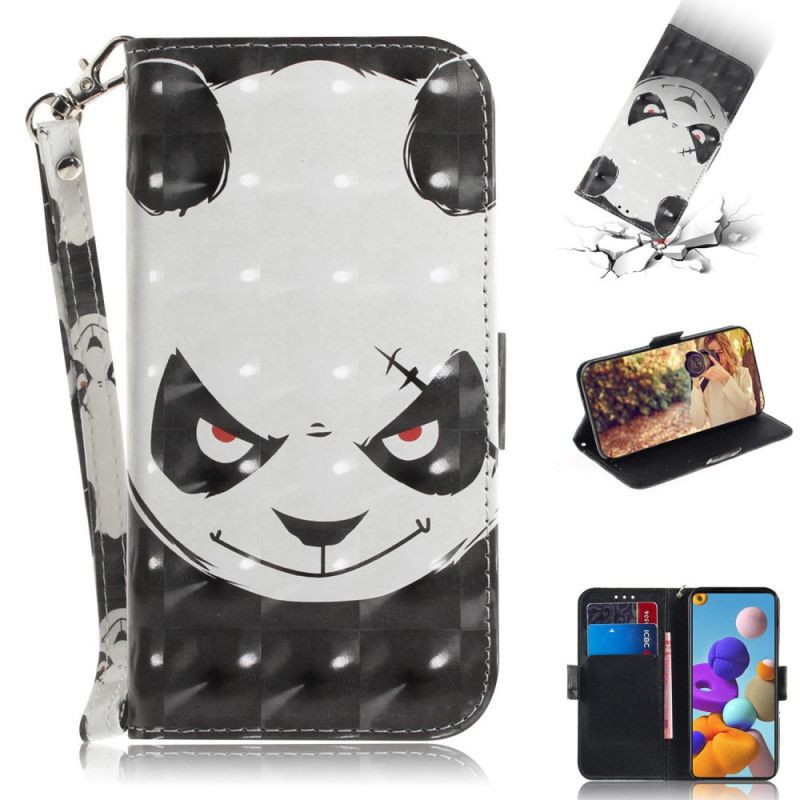 Bescherming Hoesje Samsung Galaxy A21s Telefoonhoesje Boze Panda Met String