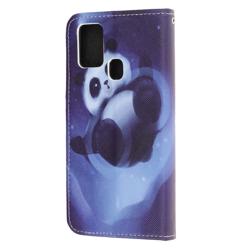 Bescherming Hoesje Samsung Galaxy A21s Telefoonhoesje Pandaruimte Met String