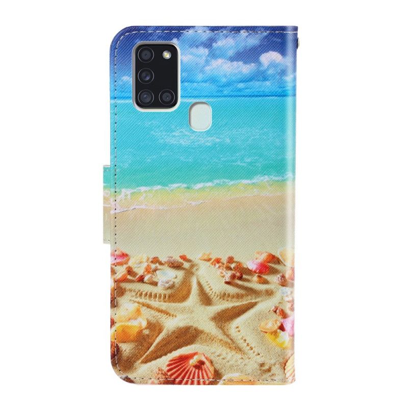 Bescherming Hoesje Samsung Galaxy A21s Telefoonhoesje Riem Strand