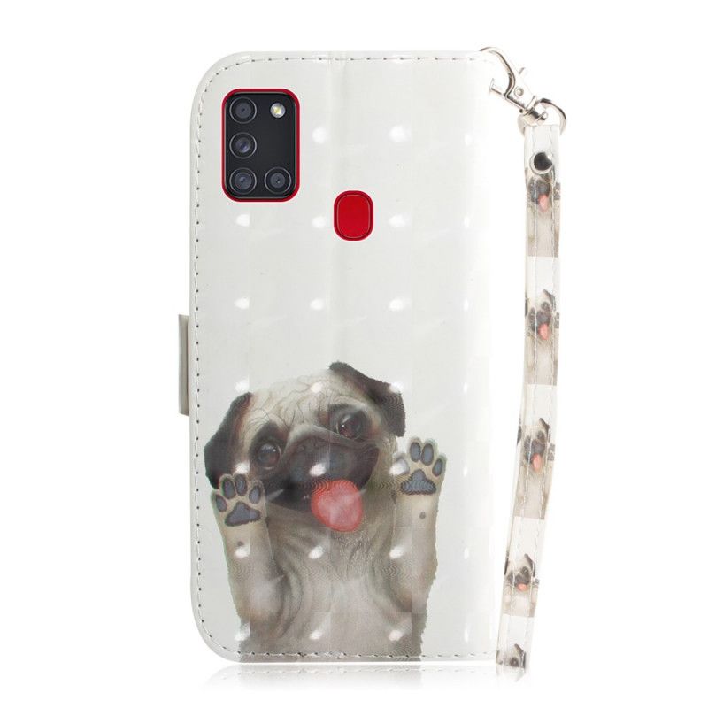 Cover Folio-hoesje Samsung Galaxy A21s Telefoonhoesje Hou Van Mijn Hond Met String