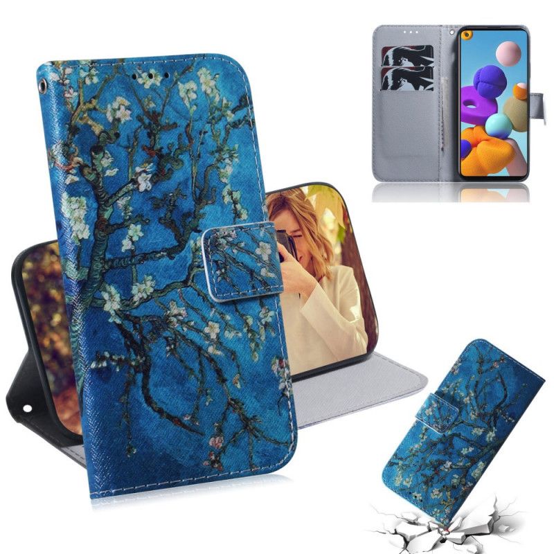 Flip Case Leren Samsung Galaxy A21s Bloeiende Boomtak