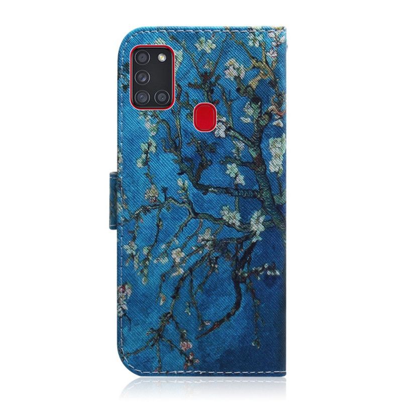 Flip Case Leren Samsung Galaxy A21s Bloeiende Boomtak