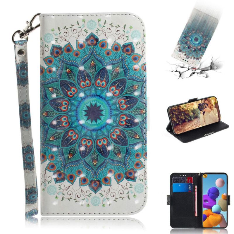 Flip Case Leren Samsung Galaxy A21s Meesterlijke Mandala Met String