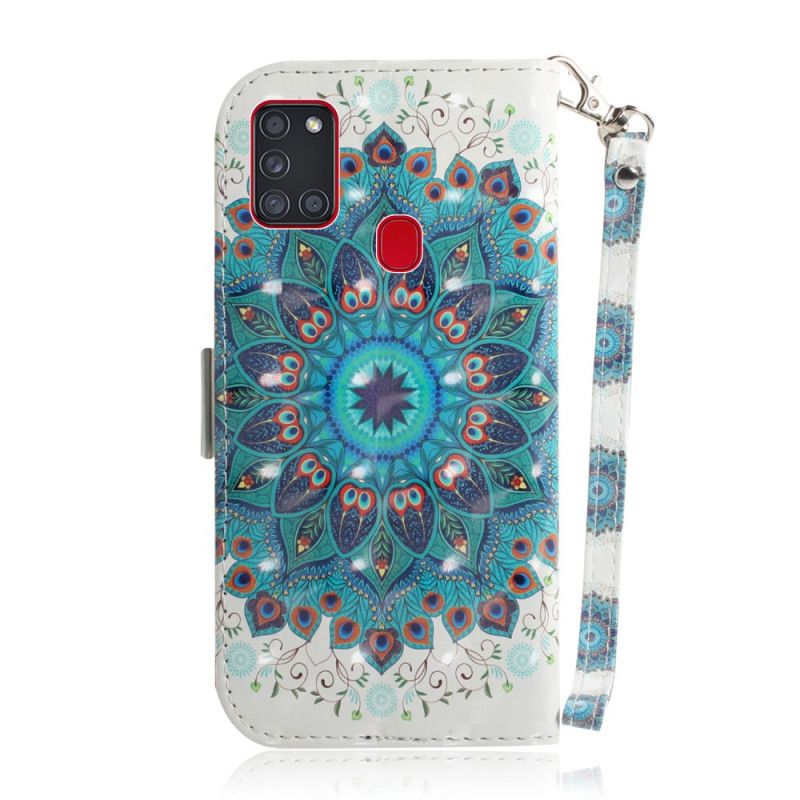 Flip Case Leren Samsung Galaxy A21s Meesterlijke Mandala Met String