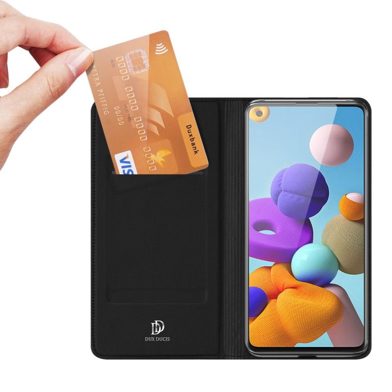 Folio-hoesje Samsung Galaxy A21s Donkerblauw Zwart Pro Dux Ducis Huid