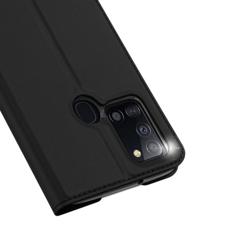 Folio-hoesje Samsung Galaxy A21s Donkerblauw Zwart Pro Dux Ducis Huid