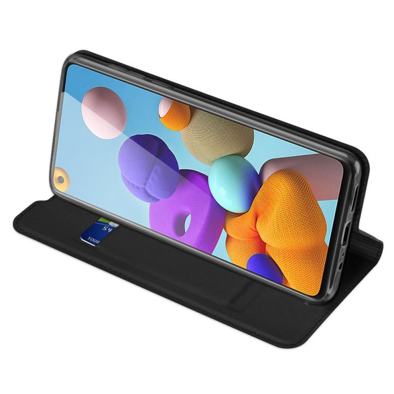 Folio-hoesje Samsung Galaxy A21s Donkerblauw Zwart Pro Dux Ducis Huid