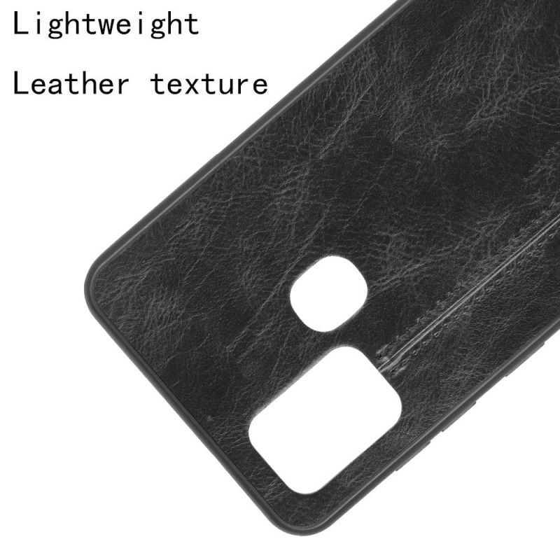 Hoesje Samsung Galaxy A21s Rood Zwart Gestikt Leereffect