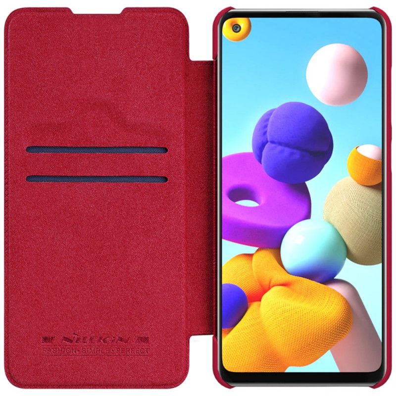 Hoesje Samsung Galaxy A21s Rood Zwart Nillkin Qin-Reeks