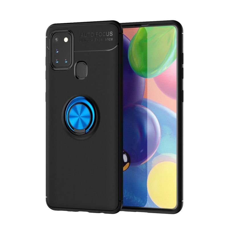 Hoesje voor Samsung Galaxy A21s Rood Zwart Roterende Ring