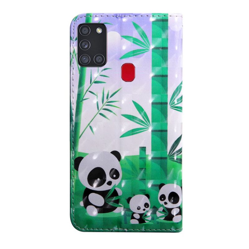 Leren Hoesje Samsung Galaxy A21s Pandafamilie