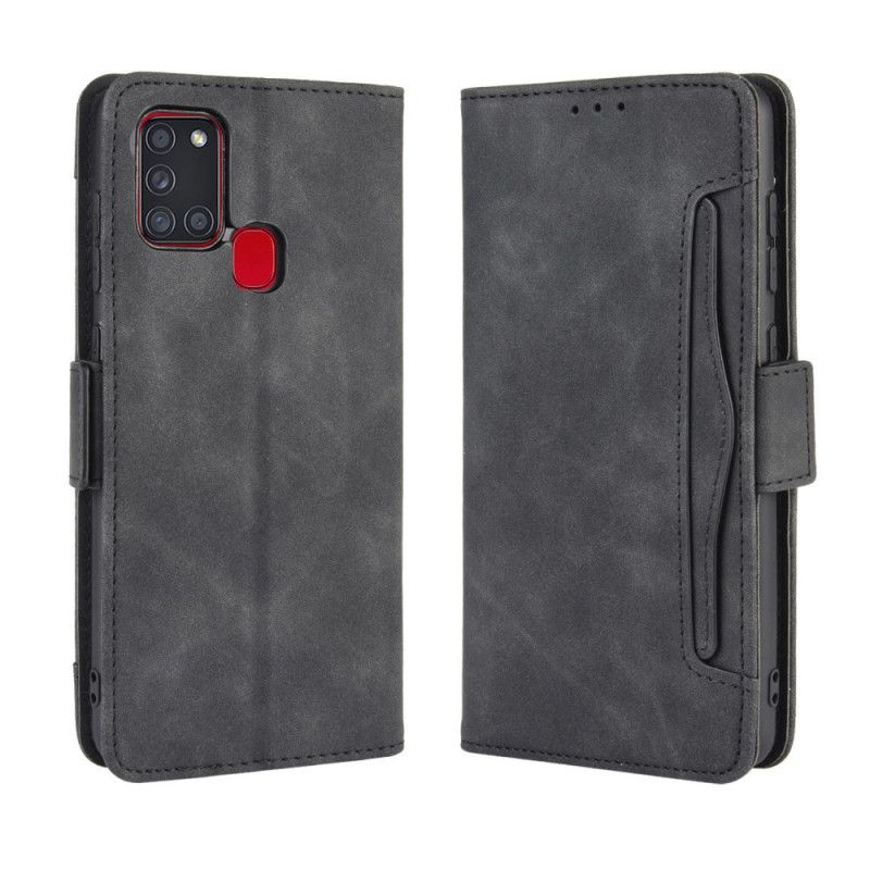 Leren Hoesje Samsung Galaxy A21s Rood Zwart Eersteklas Multikaart