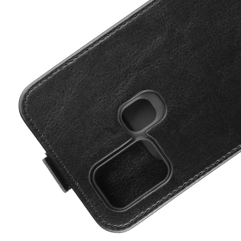 Leren Hoesje Samsung Galaxy A21s Wit Zwart Vouwledereffect