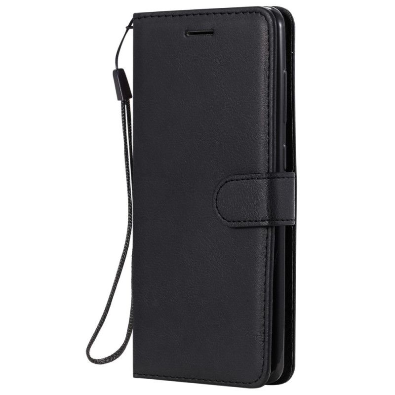 Leren Hoesje voor Samsung Galaxy A21s Rood Zwart Leereffect Met Riem