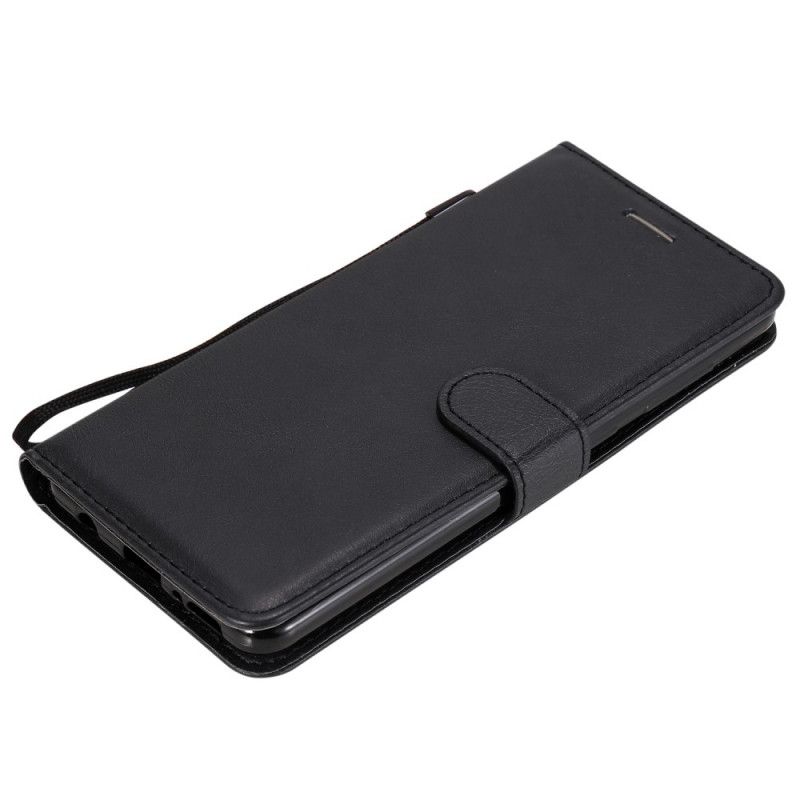 Leren Hoesje voor Samsung Galaxy A21s Rood Zwart Leereffect Met Riem