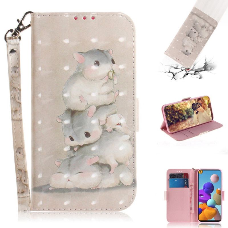 Leren Hoesje voor Samsung Galaxy A21s Stringhamsters