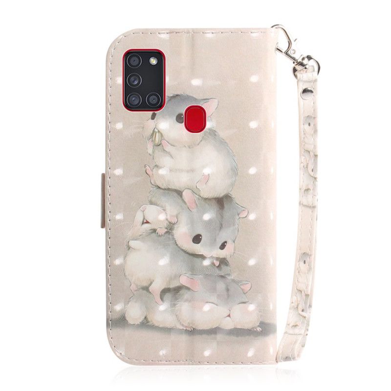 Leren Hoesje voor Samsung Galaxy A21s Stringhamsters