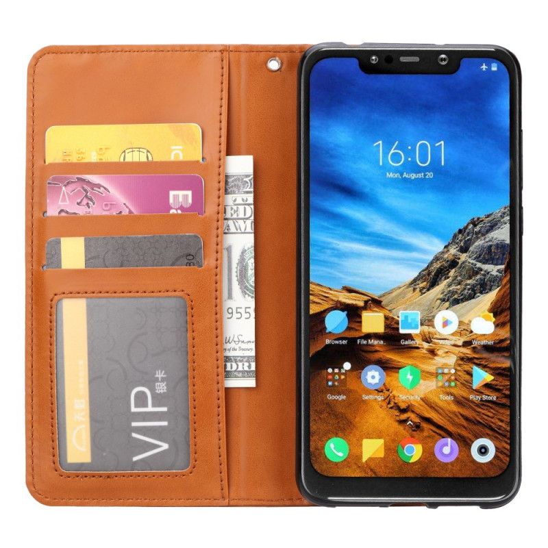 Folio-hoesje Xiaomi Pocophone F1 Rood Zwart Telefoonhoesje Kaarthouder Van Imitatieleer