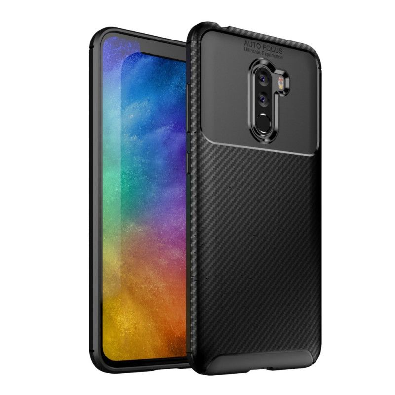 Hoesje voor Xiaomi Pocophone F1 Donkerblauw Zwart Flexibele Koolstofvezel