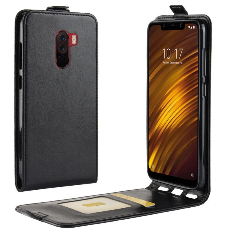 Leren Hoesje voor Xiaomi Pocophone F1 Wit Zwart Vouwledereffect