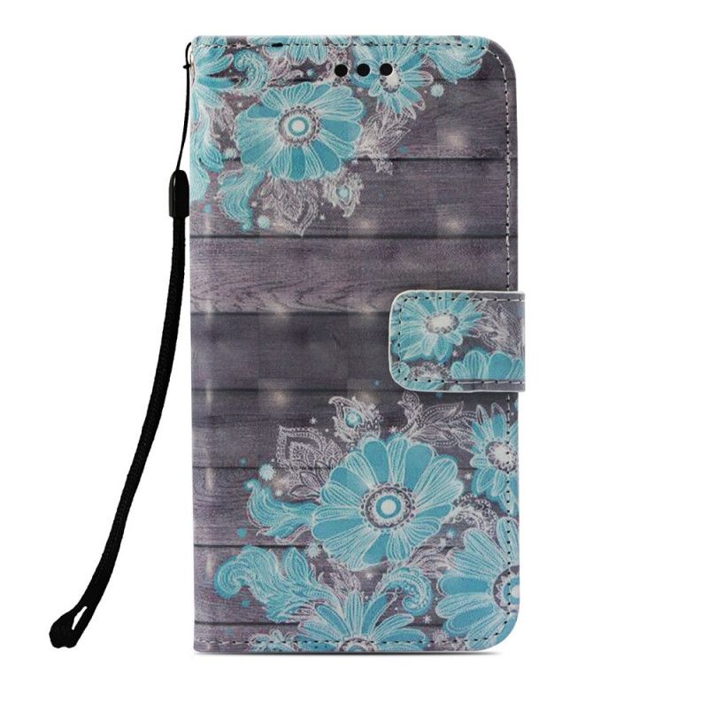 Leren Hoesje Xiaomi Pocophone F1 Blauwe Bloemen