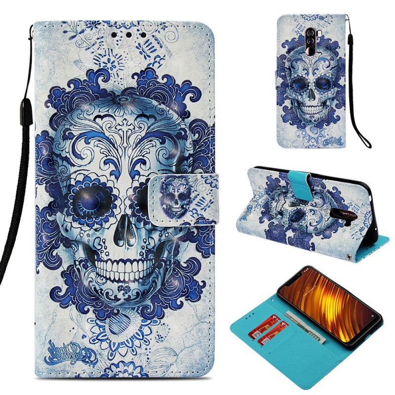 Leren Hoesje Xiaomi Pocophone F1 Blauwe Schedel